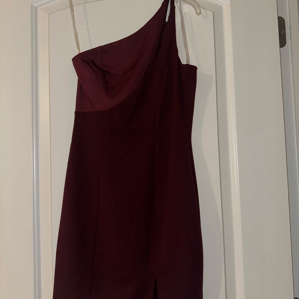 Speechless One-Shoulder Burgundy Mini Dress